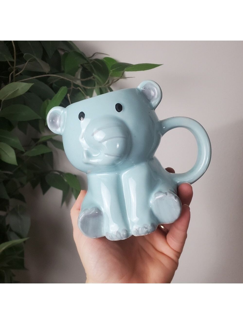 Handmade Coffee Candle Blue Elephant Mug Mocha Scent